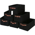 thumbnail image 1 of Hinwo 6-Pack Small Canvas Fabric Storage Baskets Set with Handles, Open Storage Bins, Cube Storage Organizer, Shelf Organizer Bins for Closet, 7.9L, 12 x 8 x 5 Inches, Black, 1 of 7
