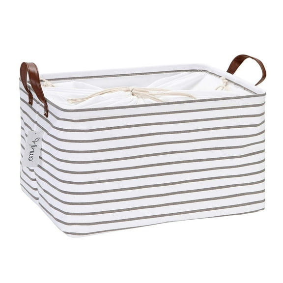 Hinwo Canvas Large Capacity Modern Storage Basket Grey