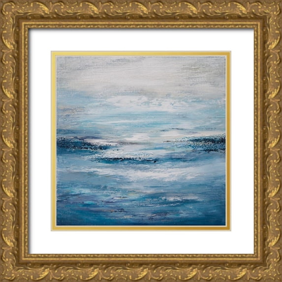 Hinz 20x20 Gold Ornate Wood Framed with Double Matting Museum Art Print Titled - Seascape II