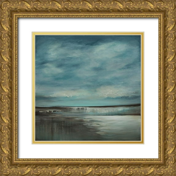 Hinz 20x20 Gold Ornate Wood Framed with Double Matting Museum Art Print Titled - Waterfalls
