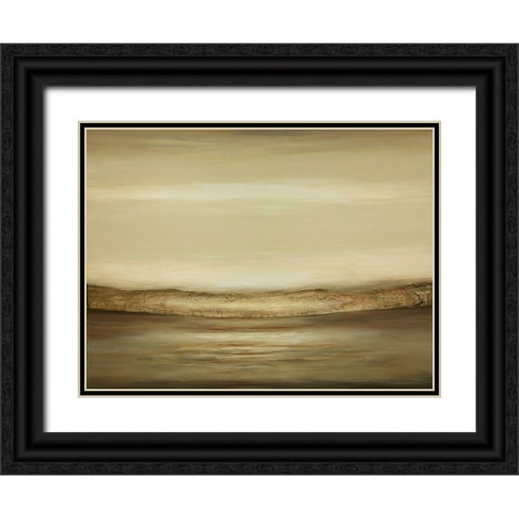 Hinz 24x19 Black Ornate Wood Framed with Double Matting Museum Art Print Titled - Quietness A