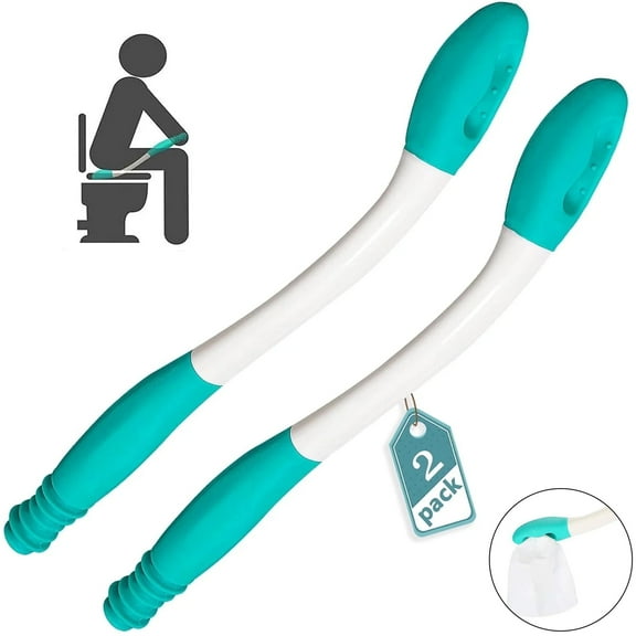 Hinzonek 2PCS Toilet Aid for Wiping, Bathroom Self Assist Tool with Long Handle, Toilet Tissue Tool Assistance Wand Concenient for Limited Mobility Handicap, 15 inch