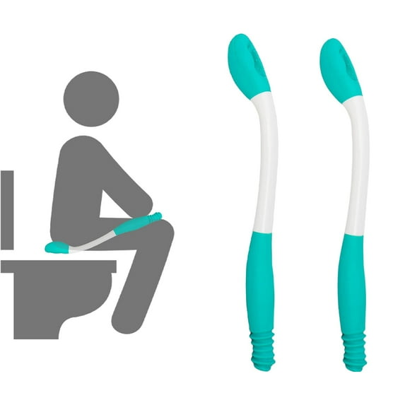 Hinzonek 2Pcs Self Wipe Assist Bottom Wiping Toilet Aid Wiping Wand - Long Reach Comfort Wipe Extender - Daily Living Aid for The Disabled,Green