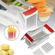 Hinzonek French Fry Cutter, Stainless Steel Potato Chipper Vegetable Slicer Chopper Dicer 2 Blades with Extended Handle for Cutting Potatoes, Carrots