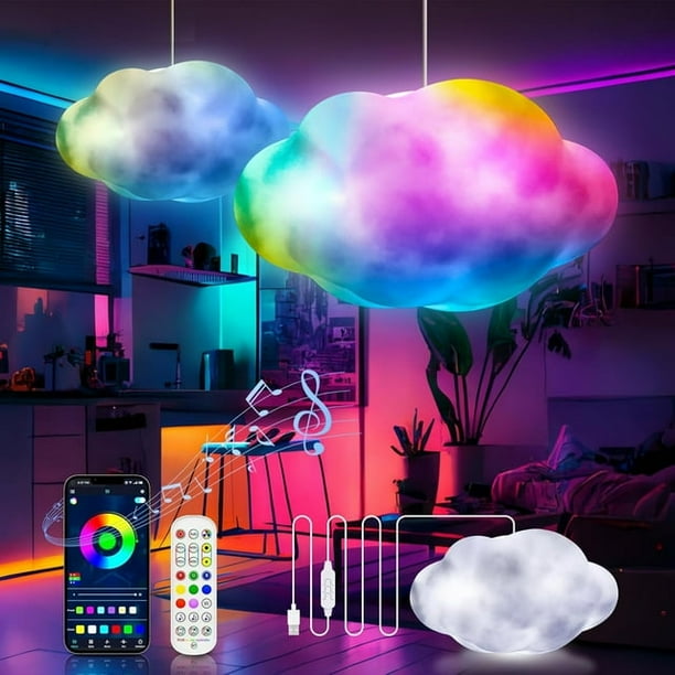 Hinzonek 3D Cloud Lightning Multicolor Music Sync Cloud LED Light Wireless Remote Creative Night Lighting for Kids Bedroom Ceiling Decoration 1PC Walmart Business Supplies