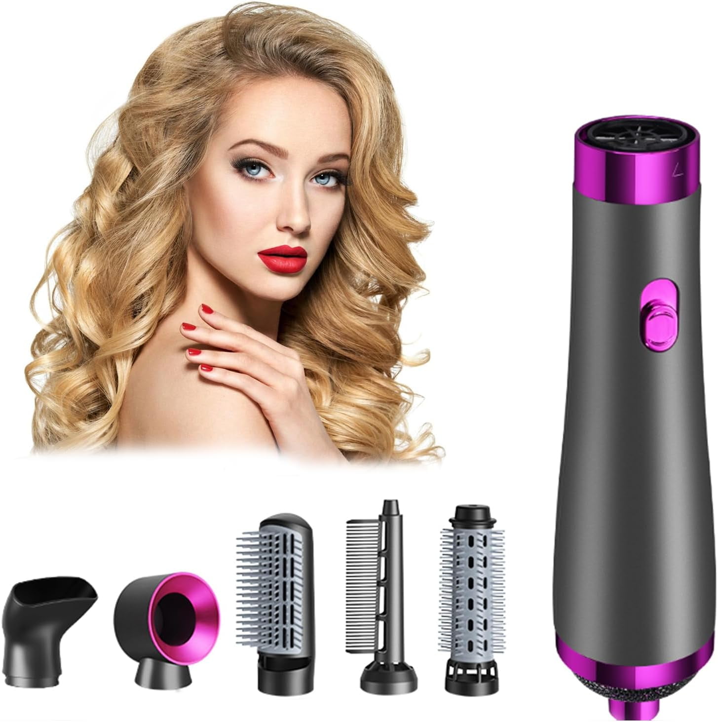 Hinzonek 5 in 1 Hair Blower Brush HairdryerDetachable and