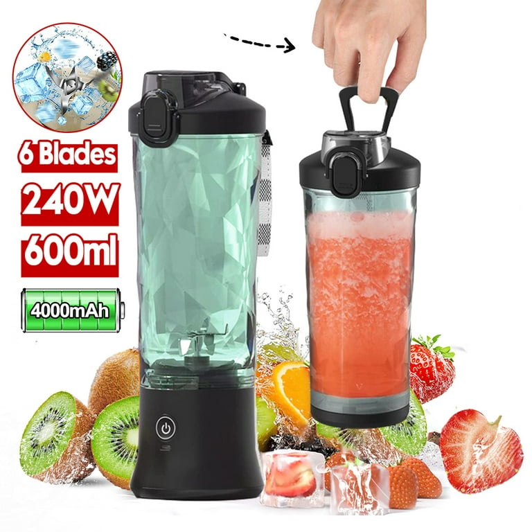 Hinzonek 600ml 20oz Personal Smoothie Blenders with 6 Blades,Fimilo 4000mAh  Battery USB Rechargeable Portable Blender for Juicer Shakes and Smoothies