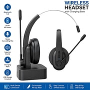 Hinzonek Wireless Headset, V5.3 Trucker Bluetooth Headset with Noise Cancelling Mic & Mute Button, 40 Hrs Working Time, Headphones for Home, Office, Truck Drive