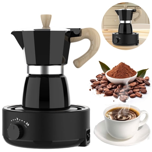 Hinzonek  Aluminum Alloy Moka Pot Set with Electric Stove Stovetop Espresso Coffee Maker for Coffee Lovers