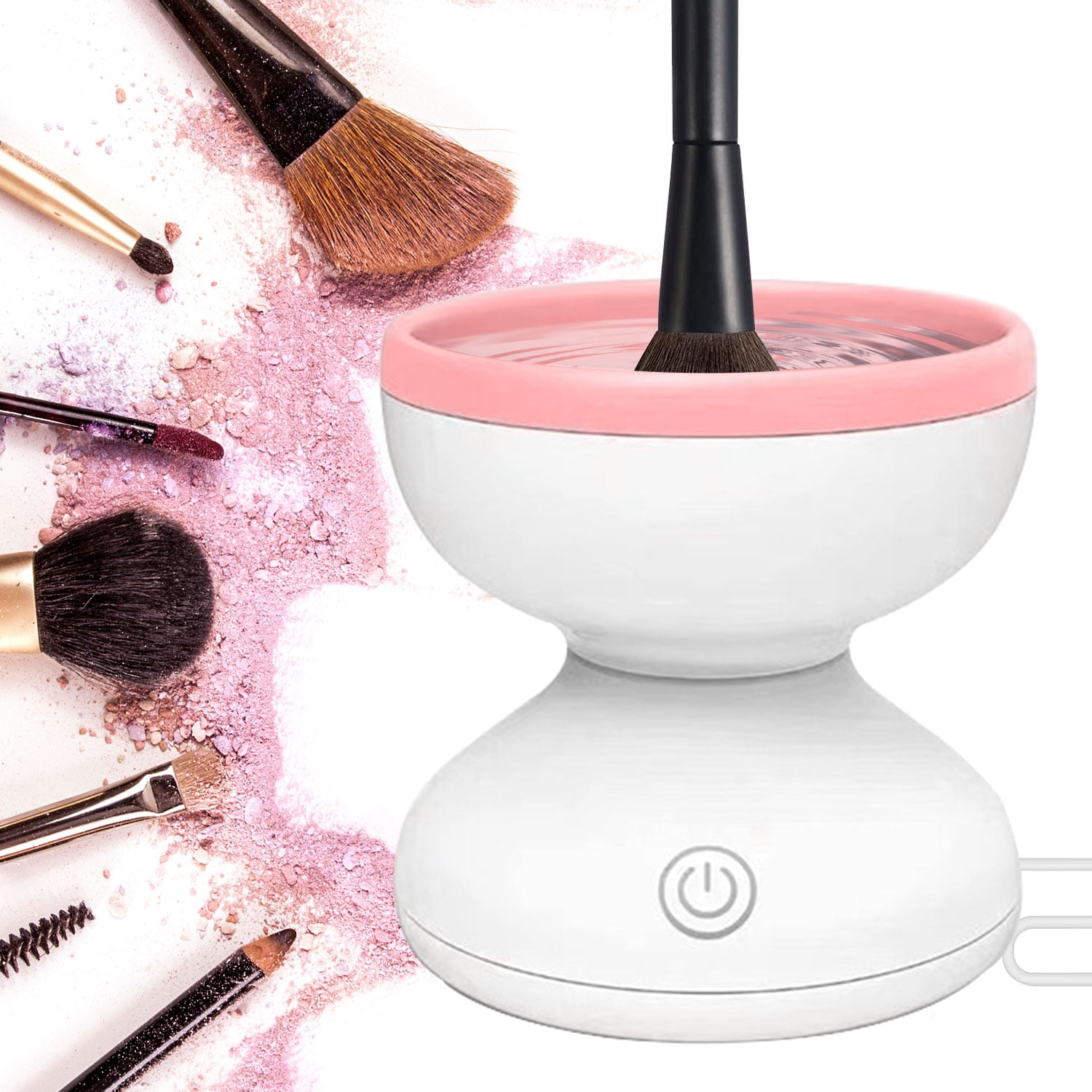 Makeup Brush Cleaner, Electric Make Up Spinning Dryer, with 8 Sizes of  Rubber Collars, Super-Fast Automatic Spinner Machine, Battery Operated,  Pink - Wecolor