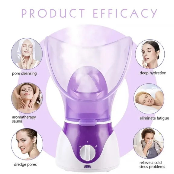 Hinzonek Facial Steamer, Face Humidifier, Spa Pores Steam Skin Clean Sauna Beauty, Face Mist Thermal Beauty Instrument, Nano Ionic Moisturizing Facial Skin Care Tool for Unclogs Pores, Hydrating