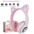 thumbnail image 1 of Hinzonek Kids Headphones, Cat Ear Wireless Headphones, LED Light Up Bluetooth over on Ear Pink Headphones for Toddler Boy Girl Teen Children With Microphone, 1 of 10
