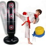 Hinzonek Kids Inflatable Punching Bag ,63" Inflatable Kid Boxing Bag,Children Sports Toy Free Standing Bounce Back Tumbler for Sparring Boxing Bag Suitable for Karate Kickboxing,Gift for Boys & Girls