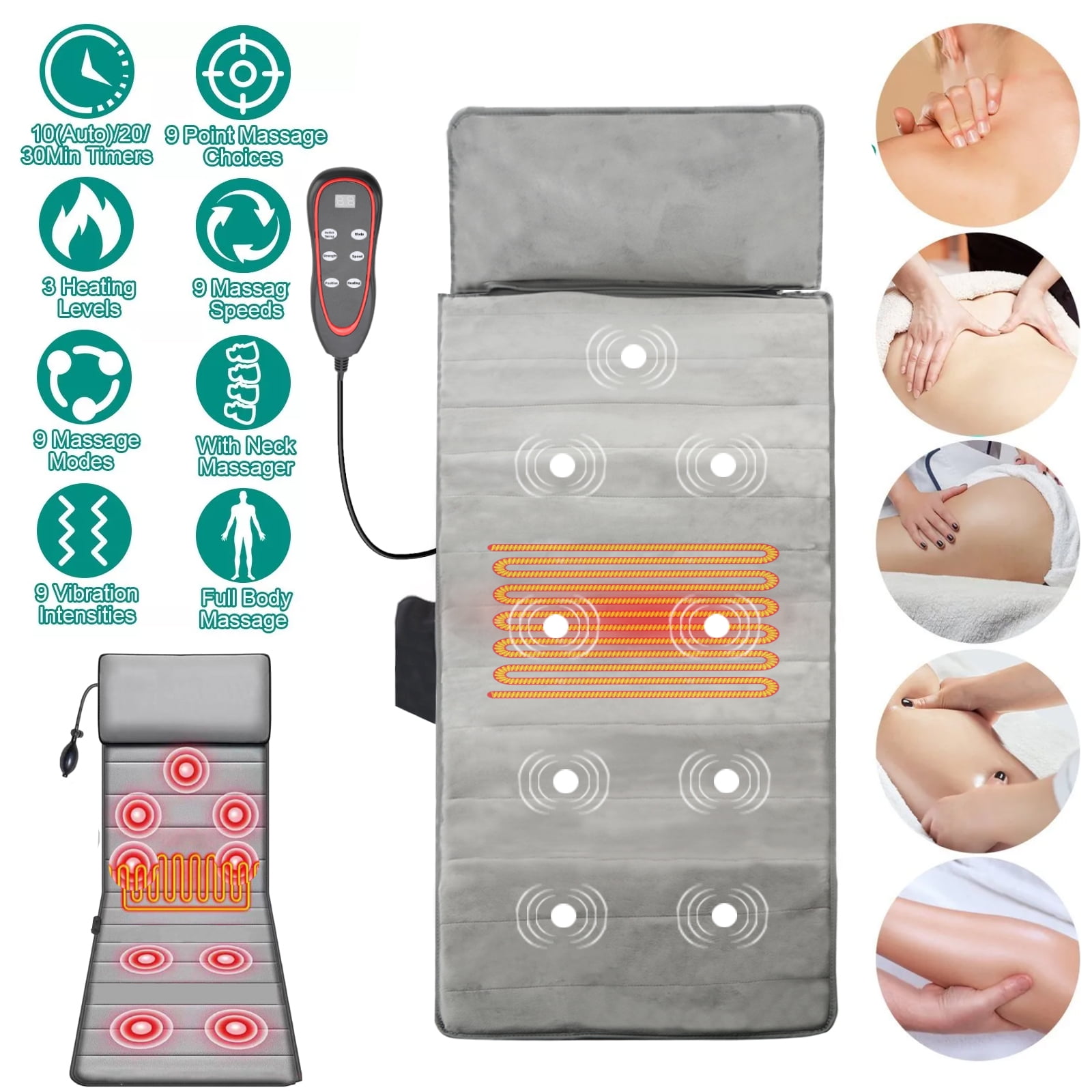 Hinzonek Massage Mat with Soothing, Full Body Massage pad with 9