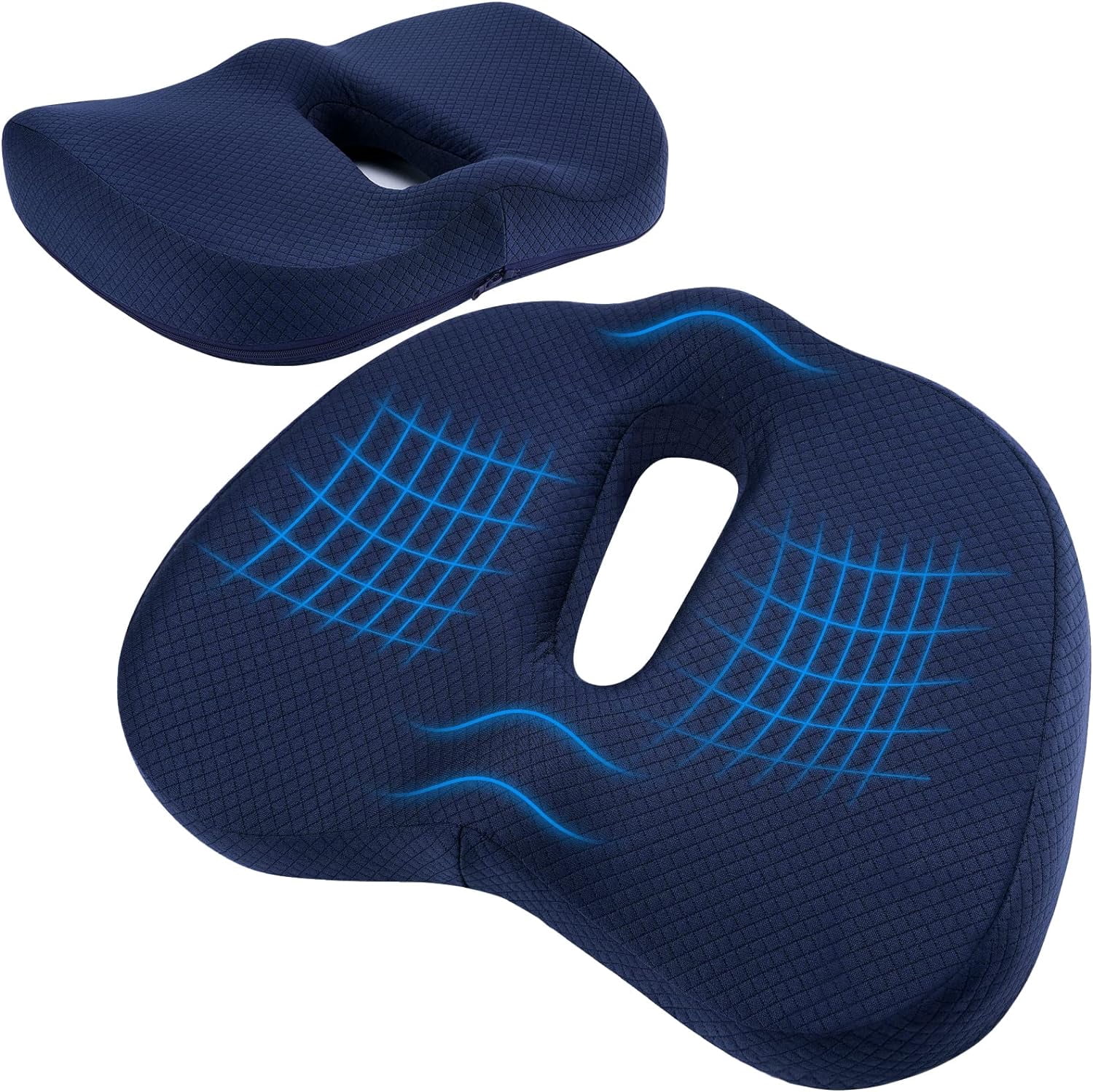 Hinzonek Memory Foam Seat Cushion & Lumbar Support Pillow for Office Desk Chair Memory Foam Car Seat Cushion for Sitting Help Tailbone Pain, Sciatica and Pressure Relief