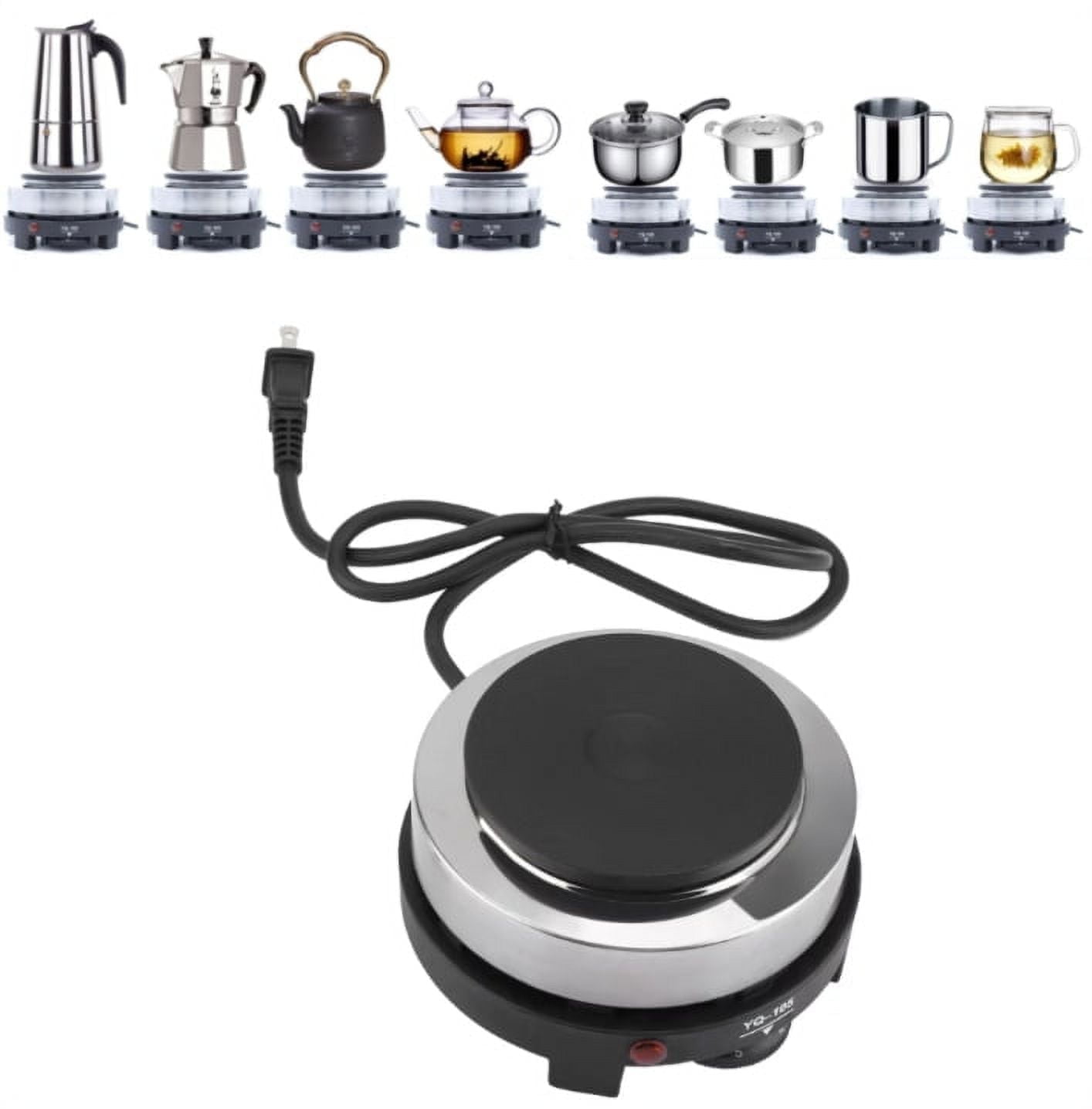 Hinzonek Mini Electric Heater Stove, 500W Round Hot Plate Portable Countertop Burner For Ceramic Glass Kettle Single Plate Cooktop, Easy to Clean Multifunction Home Kitchen Hot Burner,Black