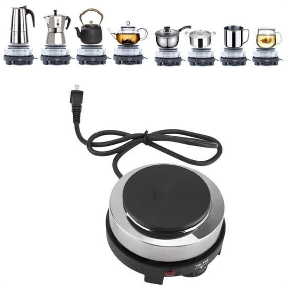 Hinzonek Mini Electric Heater Stove, 500W Round Hot Plate Portable Countertop Burner For Ceramic Glass Kettle Single Plate Cooktop, Easy to Clean Multifunction Home Kitchen Hot Burner,Black