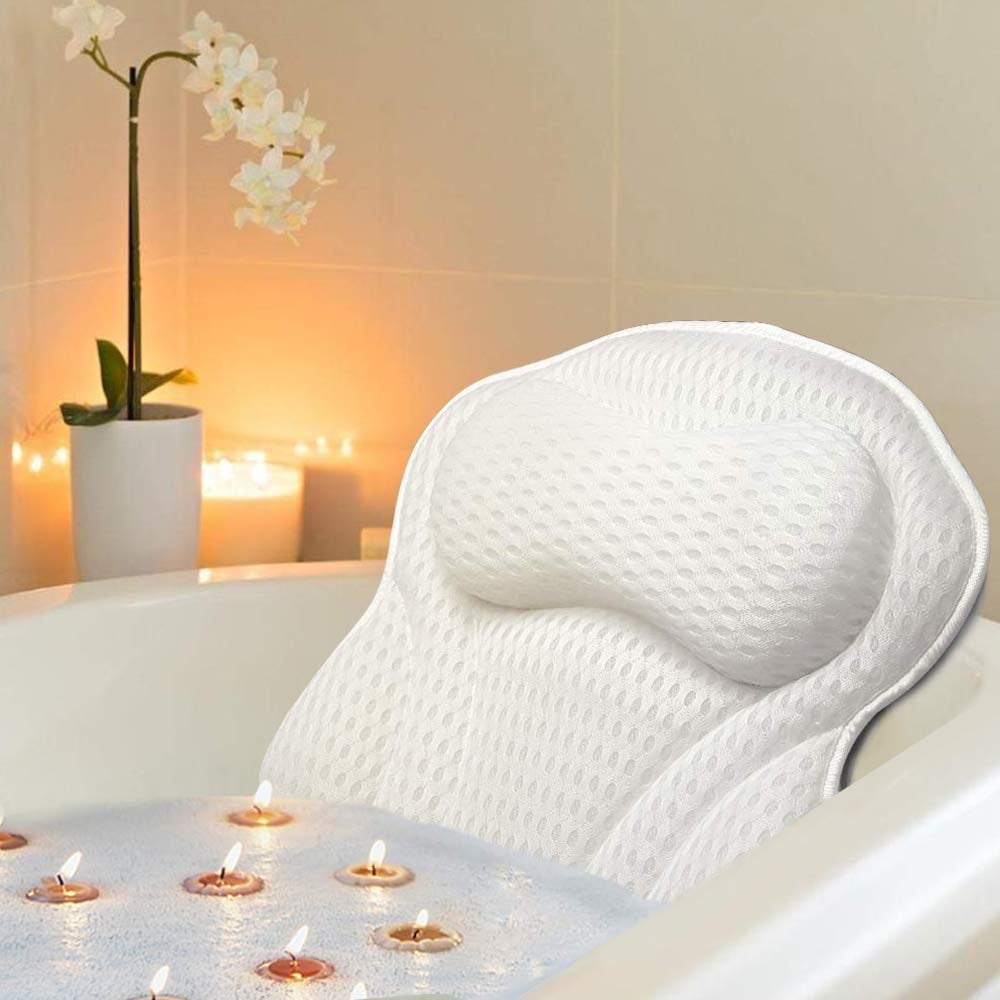 Hinzonek NonSlip Spa Bathtub Pillow with Suction Cups, Spa Bath