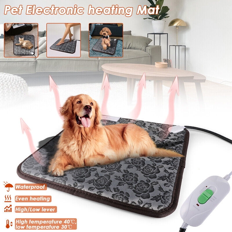 Hinzonek Pet Heating Pad, Waterproof Electric Heated Cat Dog Bed Mat