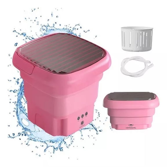 Hinzonek Portable Washing Machine, Mini Washing Machine, Mini Washer and Dryer with 5.5L High Capacity for Travel, Apartment, Camping & Rv (Pink)