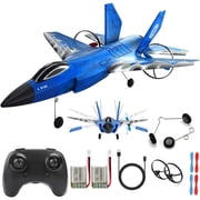 Hinzonek RC Plane, F-35 Rc Airplane Fighter Ready to Fly with Remote Control and 2 Batteries, 2.4Ghz Jet Fighter Toy Gift for Boys Girls Kids Adults Beginners, Blue