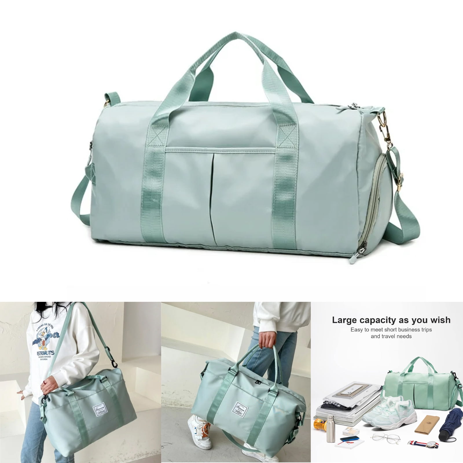 Hinzonek Travel Duffel Bag Sports Gym Bag with Wet Pocket and Shoe
