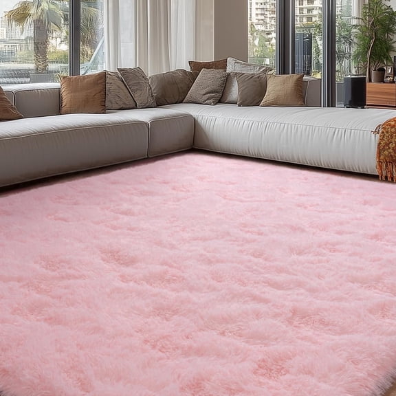 HioHa 8'x10' Area Rugs for Living Room, Large Shag Plush Carpet, Soft Fluffy Thick Easy to Clean Rug for Bedroom Dorm, Pink