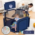 HioHa Baby Playpen, Baby Playard with Basketball Hoop, Portable Hexagon ...