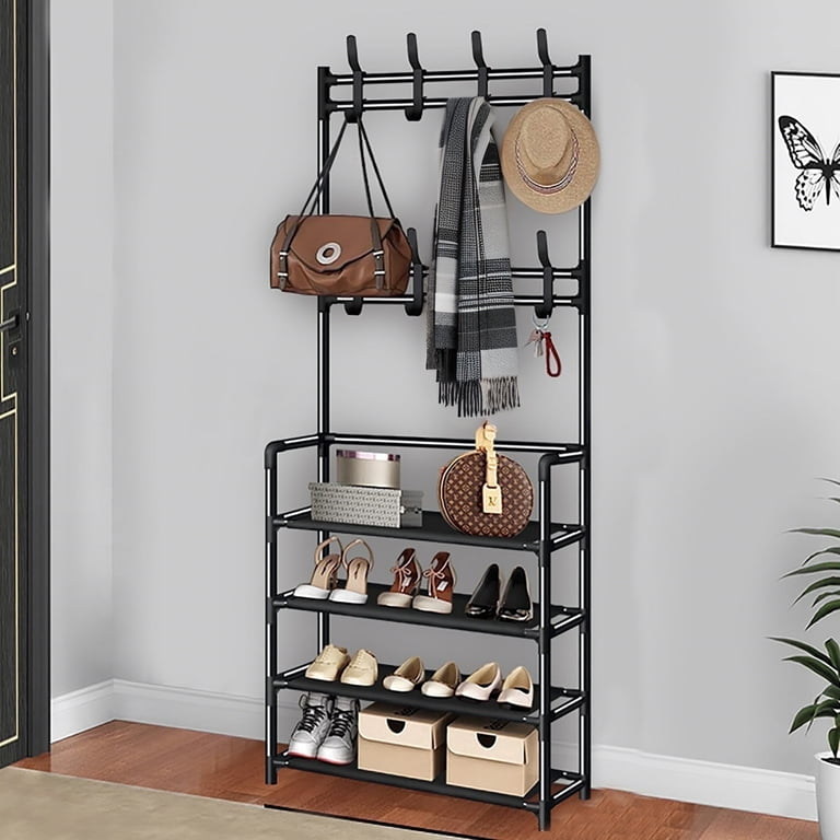 Draw a line パーツ4個セットhook B 、shoes rack HIOHA Entryway Shoe and Coat Rack, 4-Tier Shoe Storage with 8