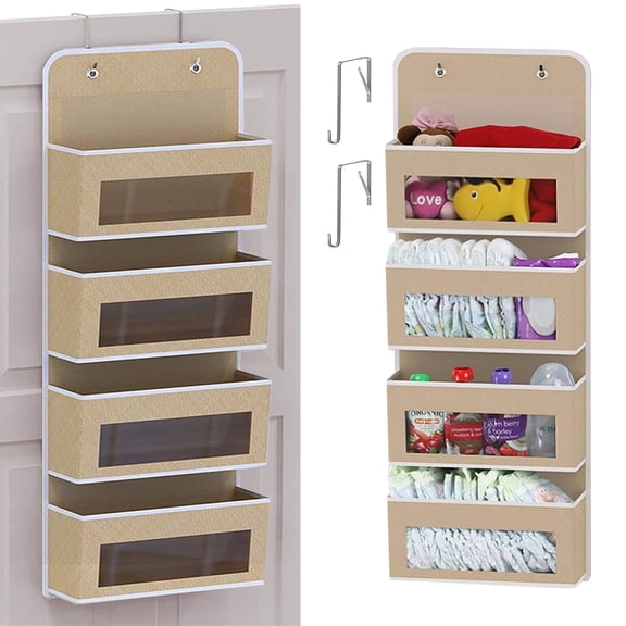 HioHa 4-Tier Over the Door Organizer with Mesh Pockets | Hanging Storage for Closet, Bathroom, Nursery & Dorm