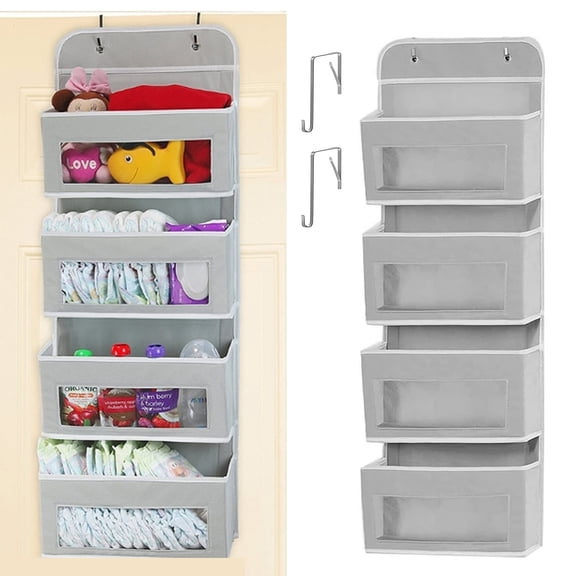 HioHa 4-Tier Over the Door Organizer with Mesh Pockets | Hanging Storage for Closet, Bathroom, Nursery & Dorm