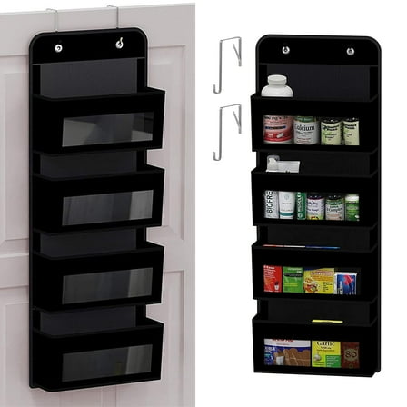 HioHa Over the Door Organizer, 4-Tier Hanging Closet Bathroom Storage with 6 Mesh Side Pockets, Wall Mount Toy Stuffed Animal Storage for Baby Essentials, Nursery, Bedroom, Bathroom, Dorm