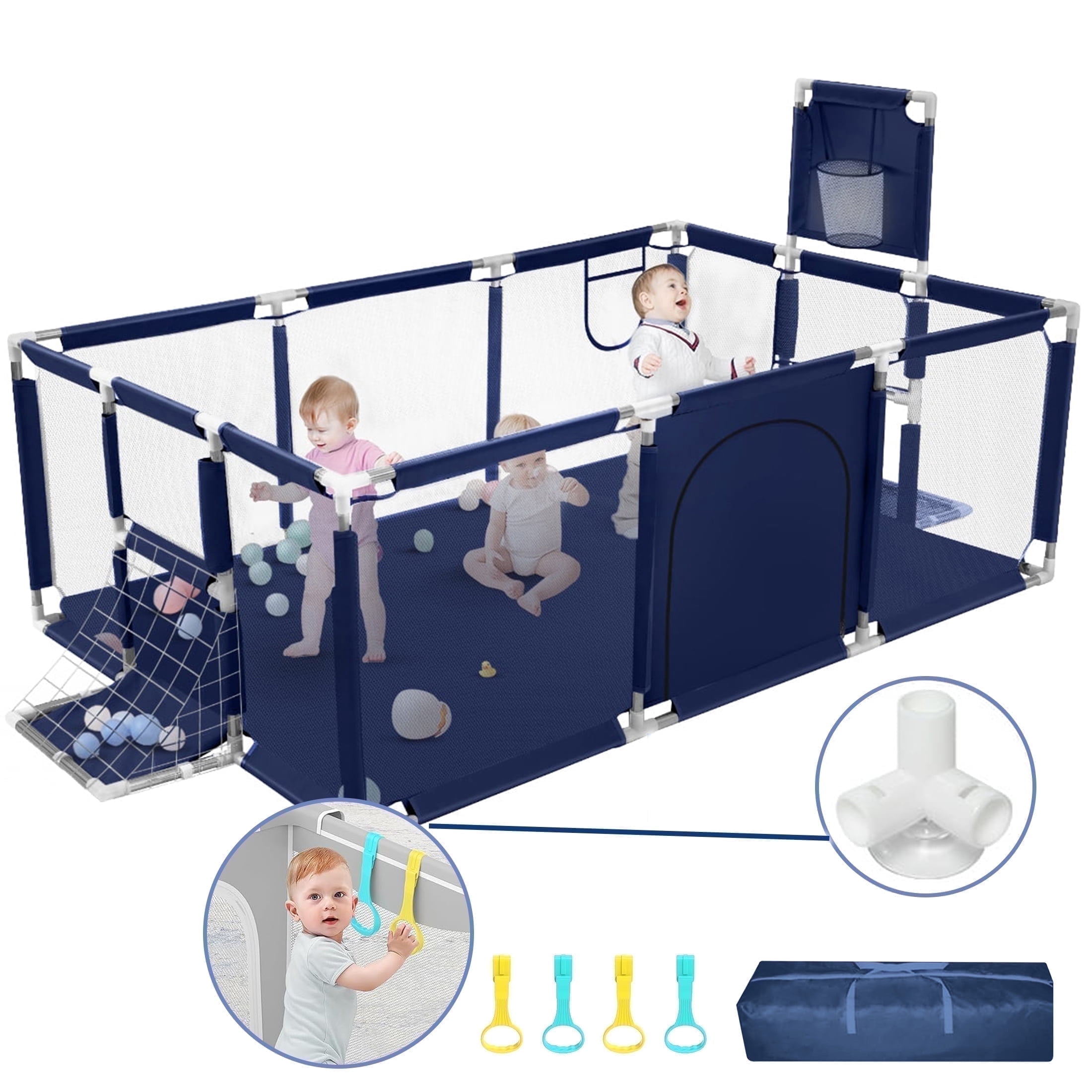 HioHa Extra Large Baby Playpen, Big Play Pens for Babies and Toddlers, Gap-Free, Climb-Proof Baby Playards for Indoor Fun, Baby Gate Playpen with Zippered Door and Storage Bag