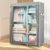 HioHa Portable Closet Storage Organizer Clothes Wardrobe Shoe Clothing Rack Shelf Dustproof Non-woven Fabric,Quick and Easy to Assemble 42inch