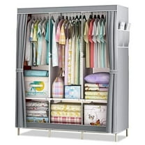 HioHa Portable Closet Storage Organizer Clothes Wardrobe Shoe Clothing Rack Shelf Dustproof Non-woven Fabric,Quick and Easy to Assemble 67*18*50 Inch