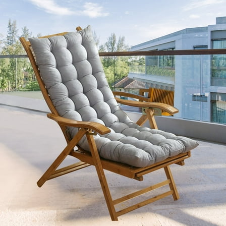 HioHa Rocking Chair Cushion, 49x19x3 inch Lounge Chaise Chair Cushion with Ties, Thickened Recliner Cushion Double-Sided Foldable(Gray)