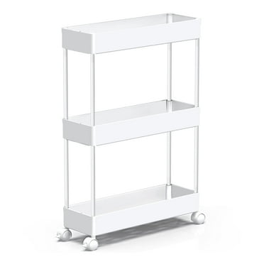 HioHa Slim Storage Cart, 3-Tier Bathroom Organizers and Storage Movably with Wheels, Rolling Utility Cart for Kitchen Bathroom Living Room Office