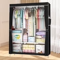 thumbnail image 1 of HioHa Portable Closet Organizer with Shoe Rack, 67 Inch Non-Woven Fabric Wardrobe, Heavy Duty Clothes Storage, Easy Assembly for Bedroom, Dorm, Apartment, Black, 1 of 8