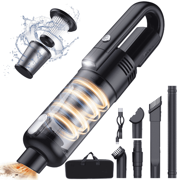 Hioha SV01-Black Cordless Handheld Car Vacuum Cleaner - 9500Pa - LED Display - HEPA Filter - Black