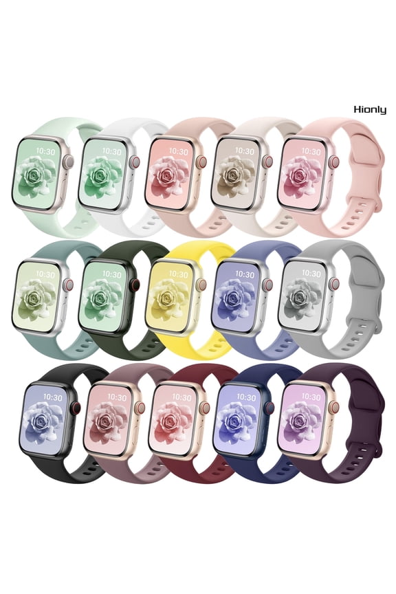 15 Pack Sport Bands Compatible with Apple Watch Bands for Women Men 40mm 41mm 42mm 38mm, 44mm 45mm 46mm 49mm, Soft Silicone Watch Straps for iWatch Series 10/9/8/7/6/5/4/3/2/1 Ultra SE
