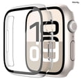 thumbnail image 1 of Hionly 2 Pack Case Built in Tempered Glass Screen Protector Compatible with Apple Watch Series 10 (2024) 46mm, Hard PC Case Overall Protective Cover - 1 Starlight + 1 Transparent, 1 of 9