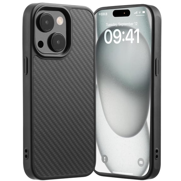 Hionly Carbon Fiber for iPhone 12 Pro Case, Fits for magSafe Sturdy Protective Case, Carbon Fiber Aramid Fiber with Military-Grade Drop Cover, Supports Wireless Charging, Black