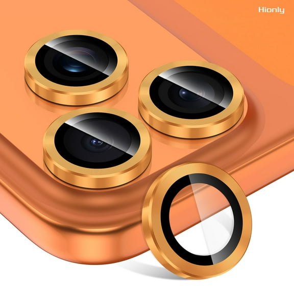 Hionly Compatible with iPhone 17 Pro Max / iPhone 17 Pro Camera Lens Protector, [1 Step Installation Tray] Metal Individual Camera Cover Accessories Case Friendly - Orange