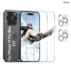 Hionly Tempered Glass Screen & Camera Lens Protector for iPhone 15 Pro Max 6.7", 2 Pack
