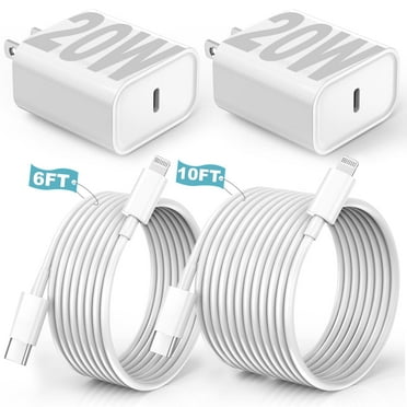 Hionly Charger [MFi Certified], 2 Pack 20W PD USB C Wall Charger Block with (6FT/10FT) Type C to Lightning Cable Fast Charging Adapter Compatible with iPhone 14 13 12 11 Pro Max XR XS X,iPad