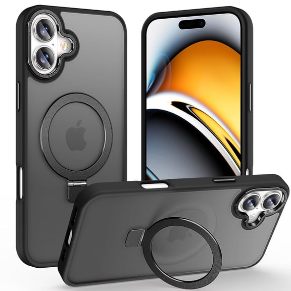 HionlyPro Compatible with iPhone 11 Magnetic Case with Ring Stand Slim Shockproof Translucent Matte Protective Cover, Compatible with MagSafe, Anti-Fingerprint,360°Rotatable Kickstand
