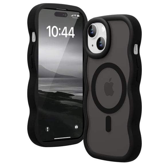 HionlyPro Compatible with iPhone 15 Magnetic Case, Compatible with Magsafe Wavy Frame Cute Translucent Matte Hard Back Silicone Bumper Shockproof Phone Case Women Girls