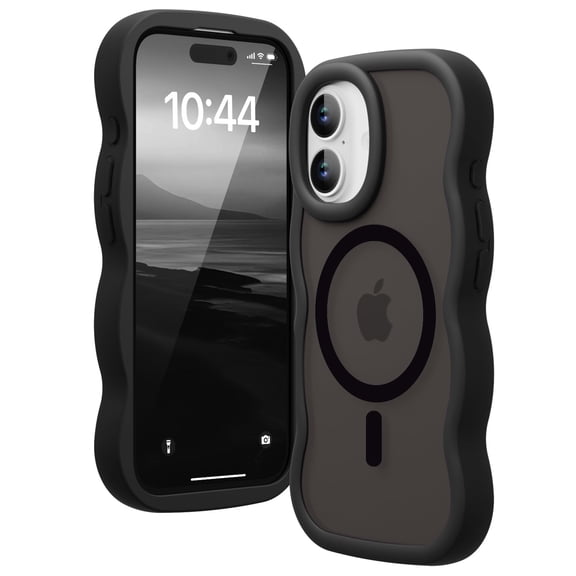 HionlyPro Compatible with iPhone 16 Magnetic Case, Compatible with Magsafe Wavy Frame Cute Translucent Matte Hard Back Silicone Bumper Shockproof Phone Case Women Girls