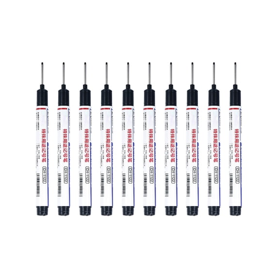 Hioyaky 10Pcs Long Head Hole Marker Deep Hole Marker Pens Ink Marker Pens Fast Dry Waterproof Long Nib Marker Colorful Carpenter Achieve Markers Tool For Metal, Carpenter, Woodworking