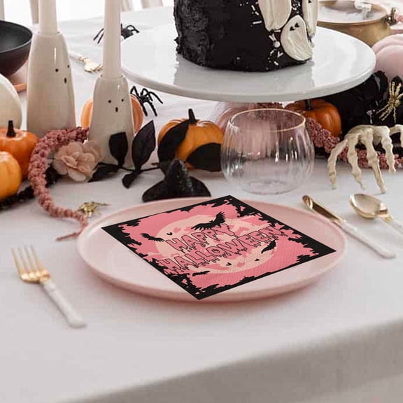 Hioyaky 16Pc Halloween Party Decoration Tray New Ghost Pumpkin Castle Paper Tableware Disposable Dinner Dessert Napkins Tableware Decorations